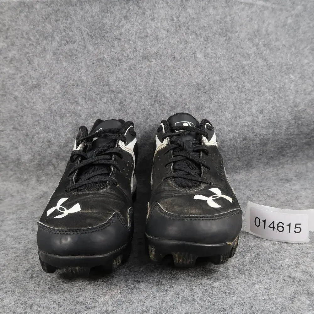 Under Armour Shoes Kids 3.5 Baseball Cleats Sport Athletic Lace Up Black White